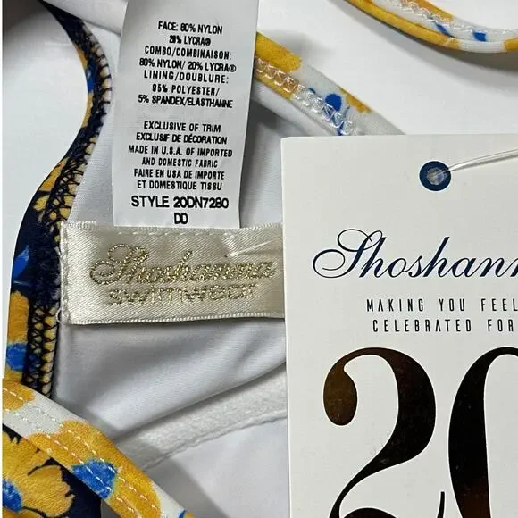 Shoshanna Daisy Daydream Tie-Neck Bikini Top Tie Front High Waist Bottoms L /DD - Picture 11 of 12